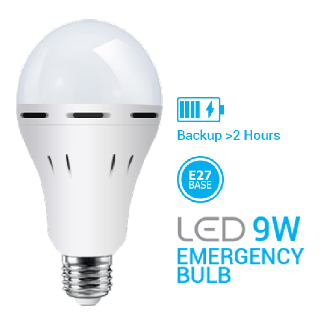 【2 Pcs】SOFTGLO LED Emergency E27 Bulb 9 Watts Color Temperature: 3000K Warm White / 4000K Cool White / 6500K Daylight